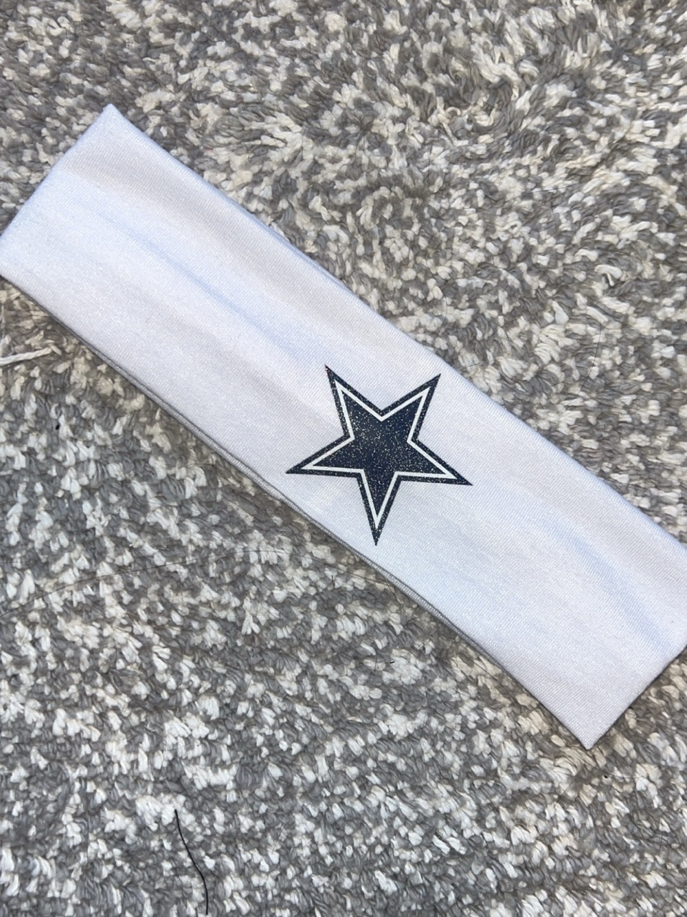 Dallas Cowboys NFL White Headband with Navy Star Glitter Logo